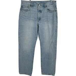 Women's 501 Levi's Light Wash Baggy Button Fly High Rise Blue Denim Mom Jeans